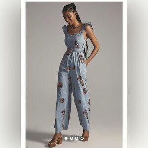 BEL KAZAN Sleeveless Blue Floral Wide-Leg Jumpsuit